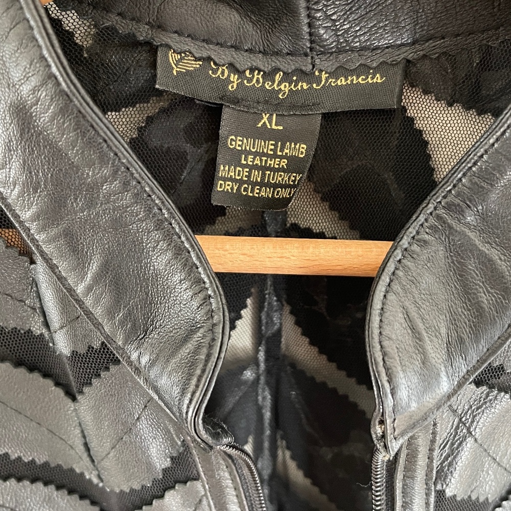 BELGIN FRANCIS Black Genuine Lamb Leather Jacket is NWOT! Size XL (Runs Small) - Picture 3 of 4